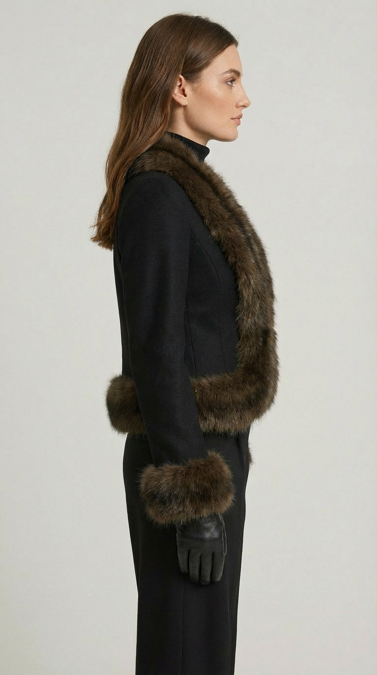 Noctis - Vegan Fur Collar Short Coat