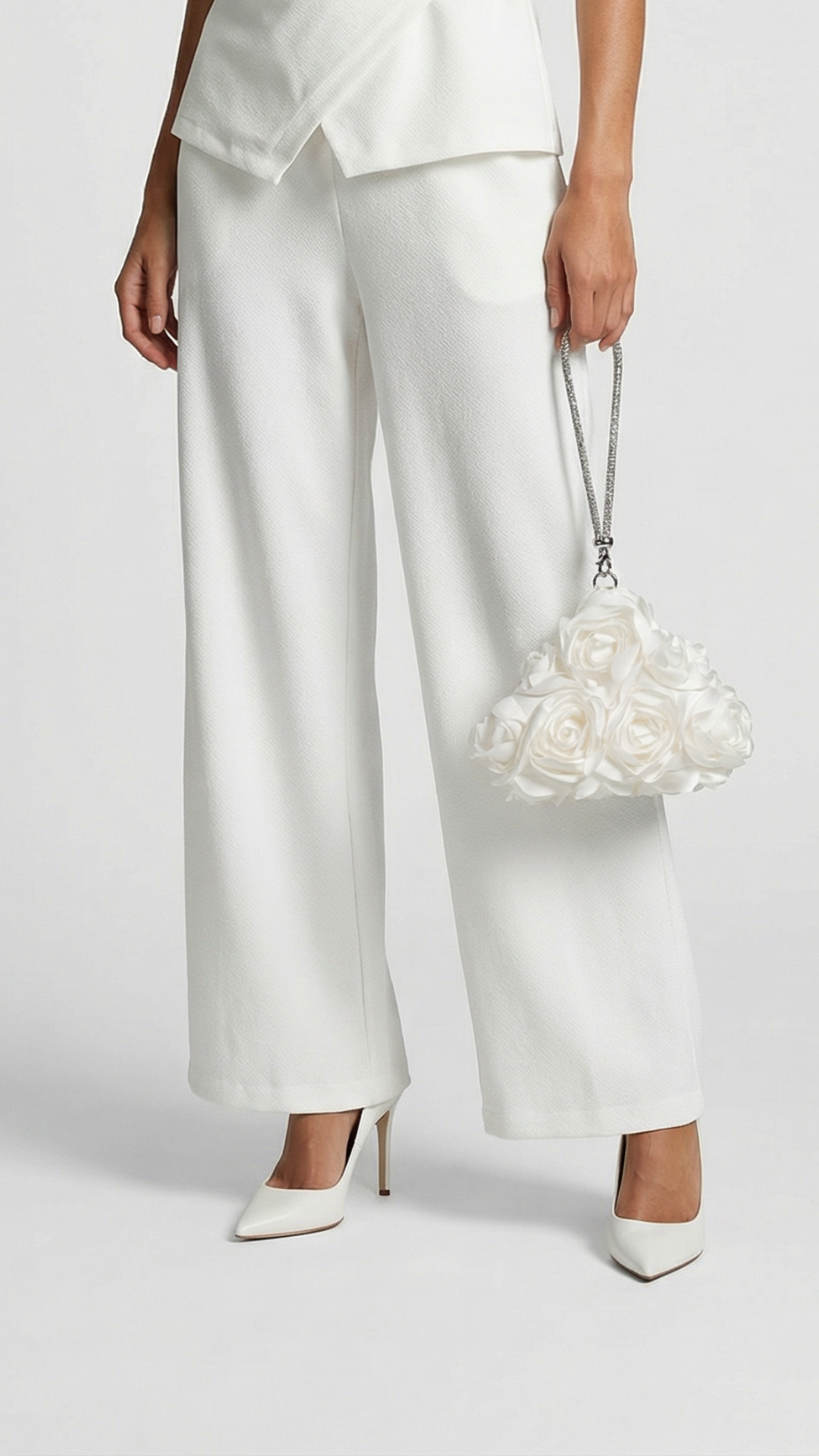 Liora - High-Waisted Fluid Wide-Leg Trousers White