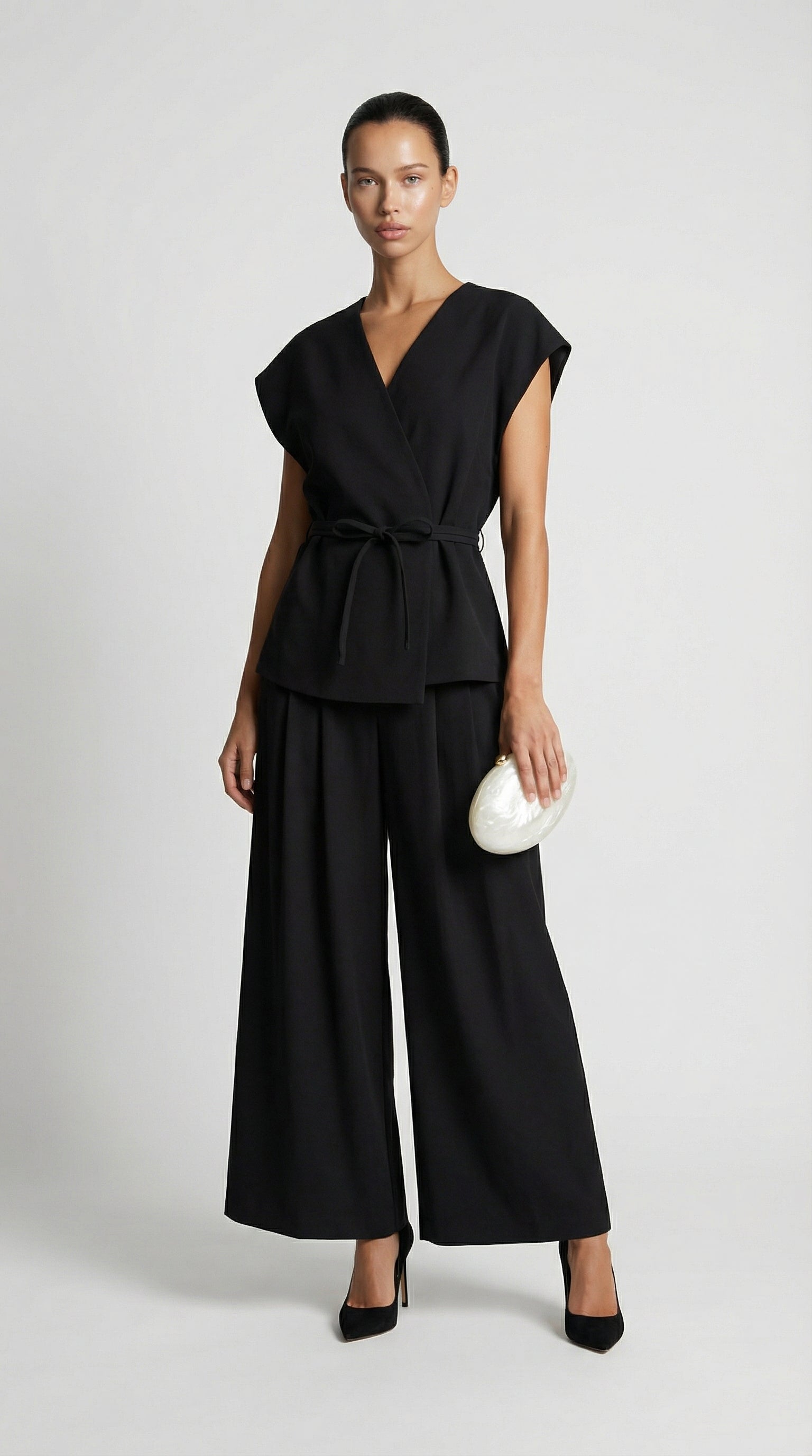 Epure - Wide-Leg Tailored Trousers Black