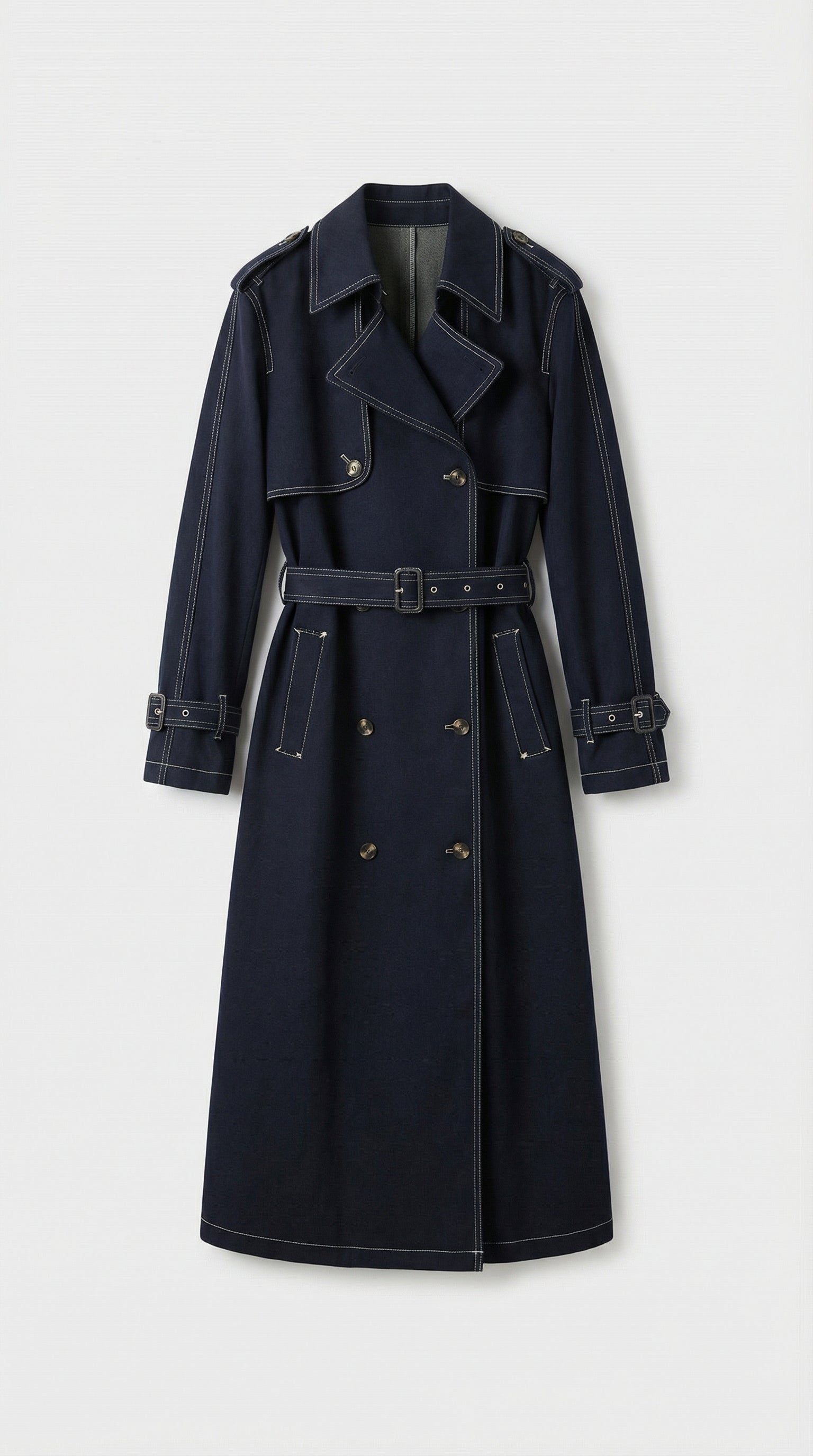 Aira - British Style Denim Trench Coat