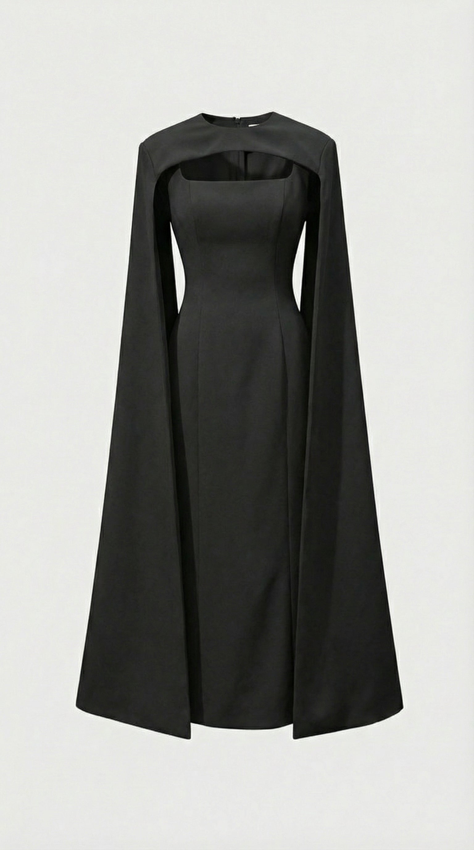 Ama - Minimalist Spliced Shawl Gown Black