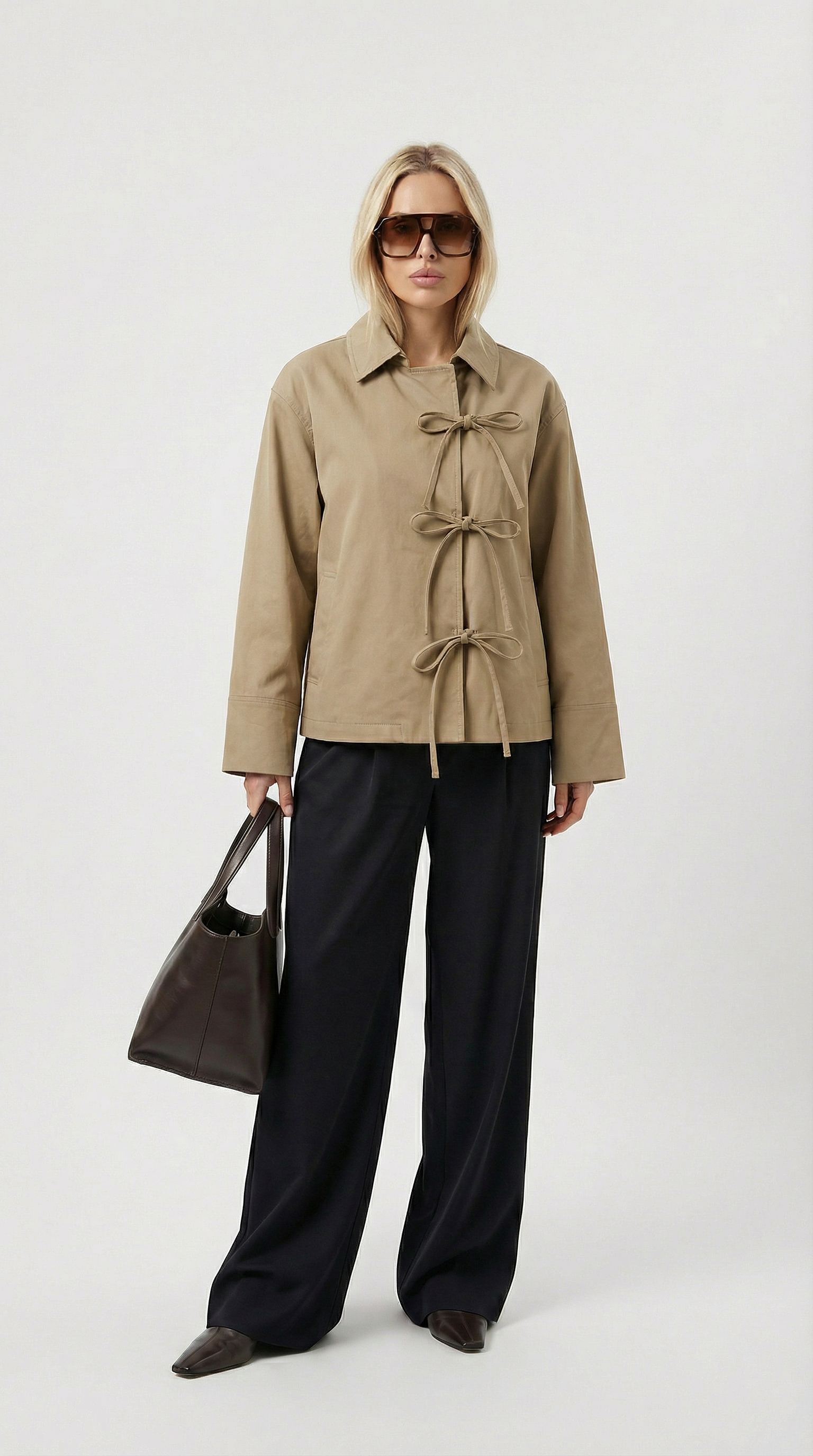 Zena - Stylish Bow Tie Loose Jacket