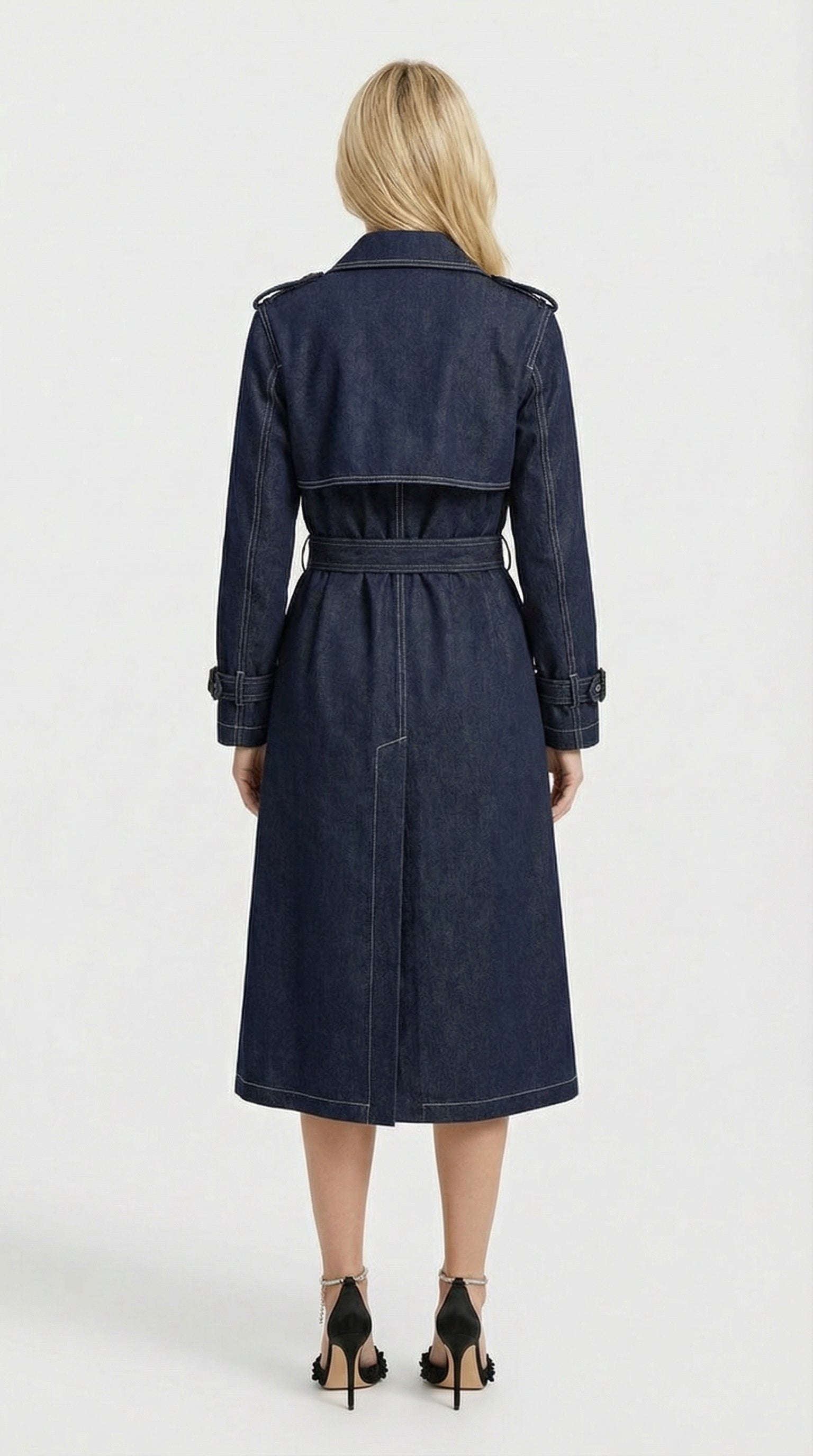 Aira - British Style Denim Trench Coat