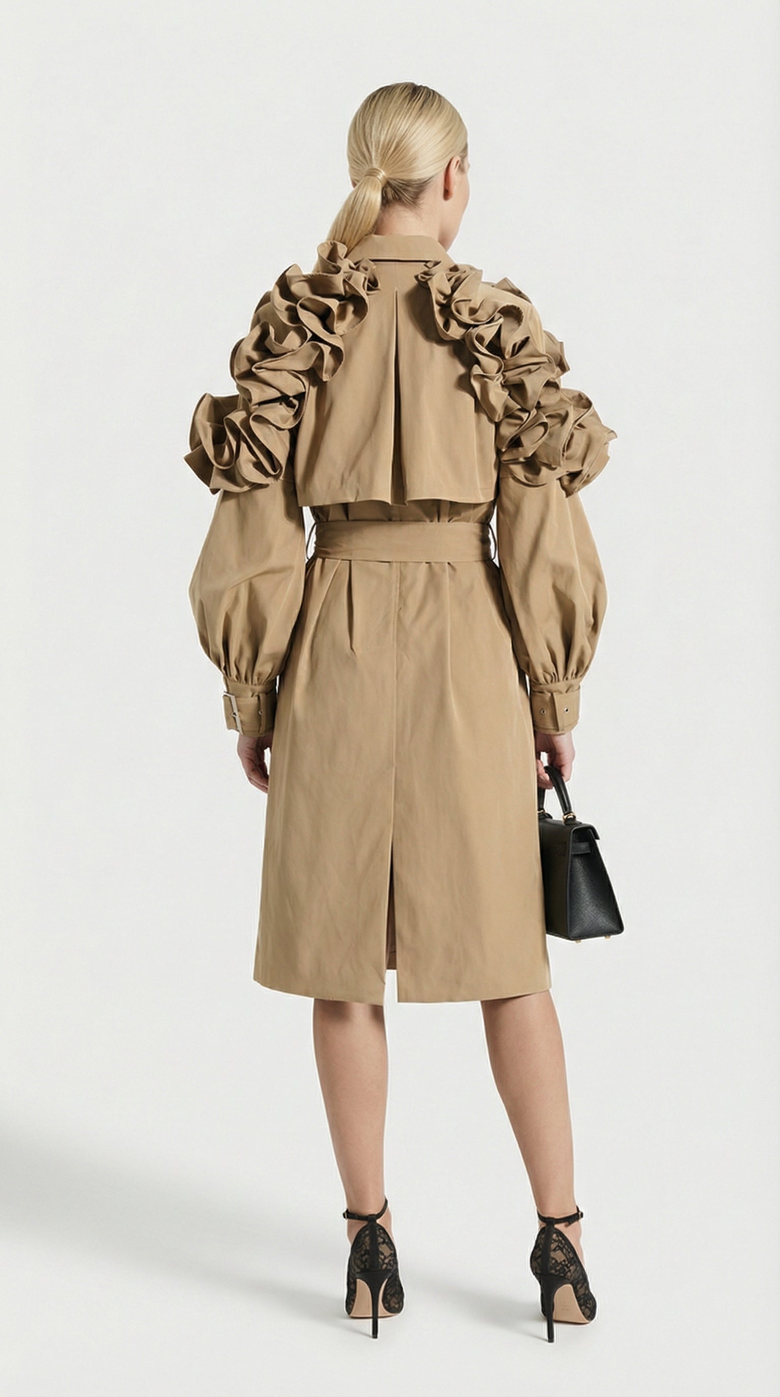 Lume - Luxury Runway Long Trench Beige