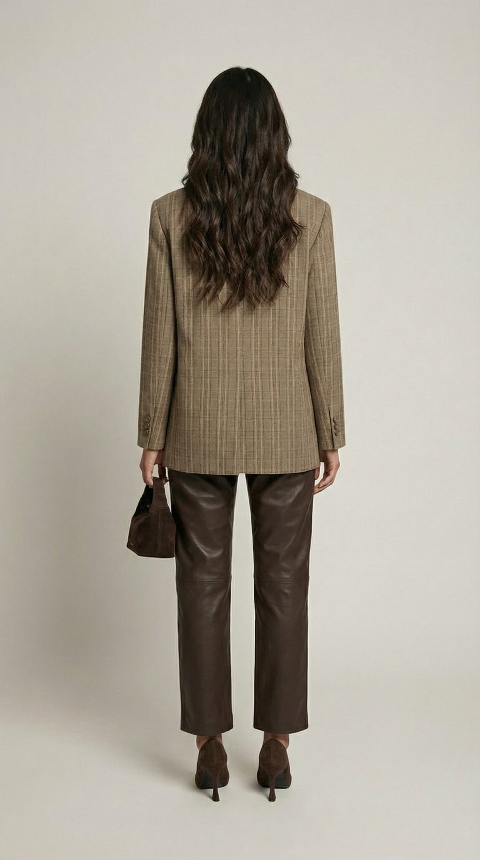 Helena - Vintage Plaid Stand-Neck Blazer