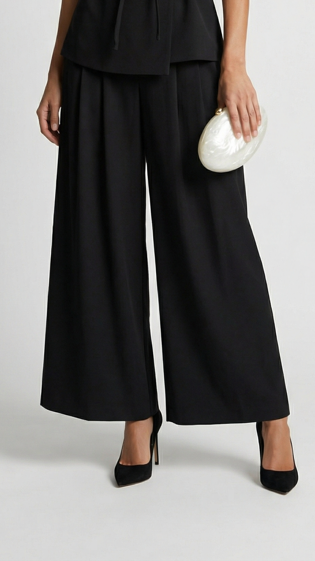 Epure - Wide-Leg Tailored Trousers Black