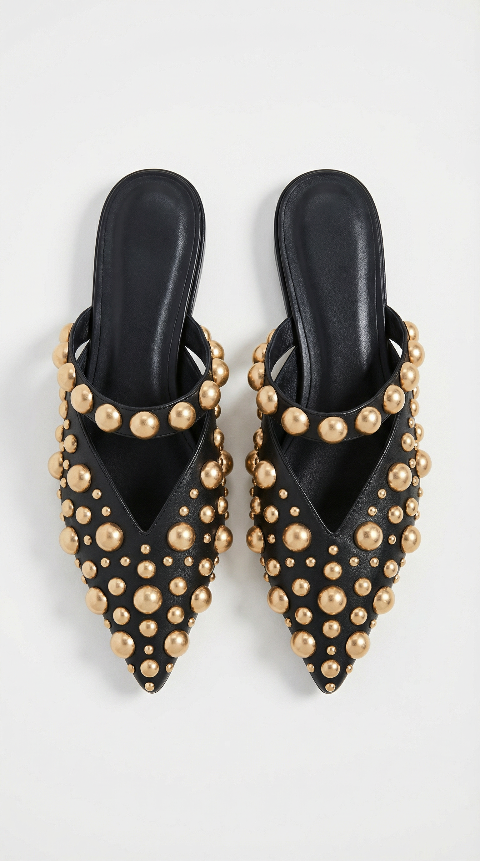 Elise - Black & Gold Extravagant Pointed Flats