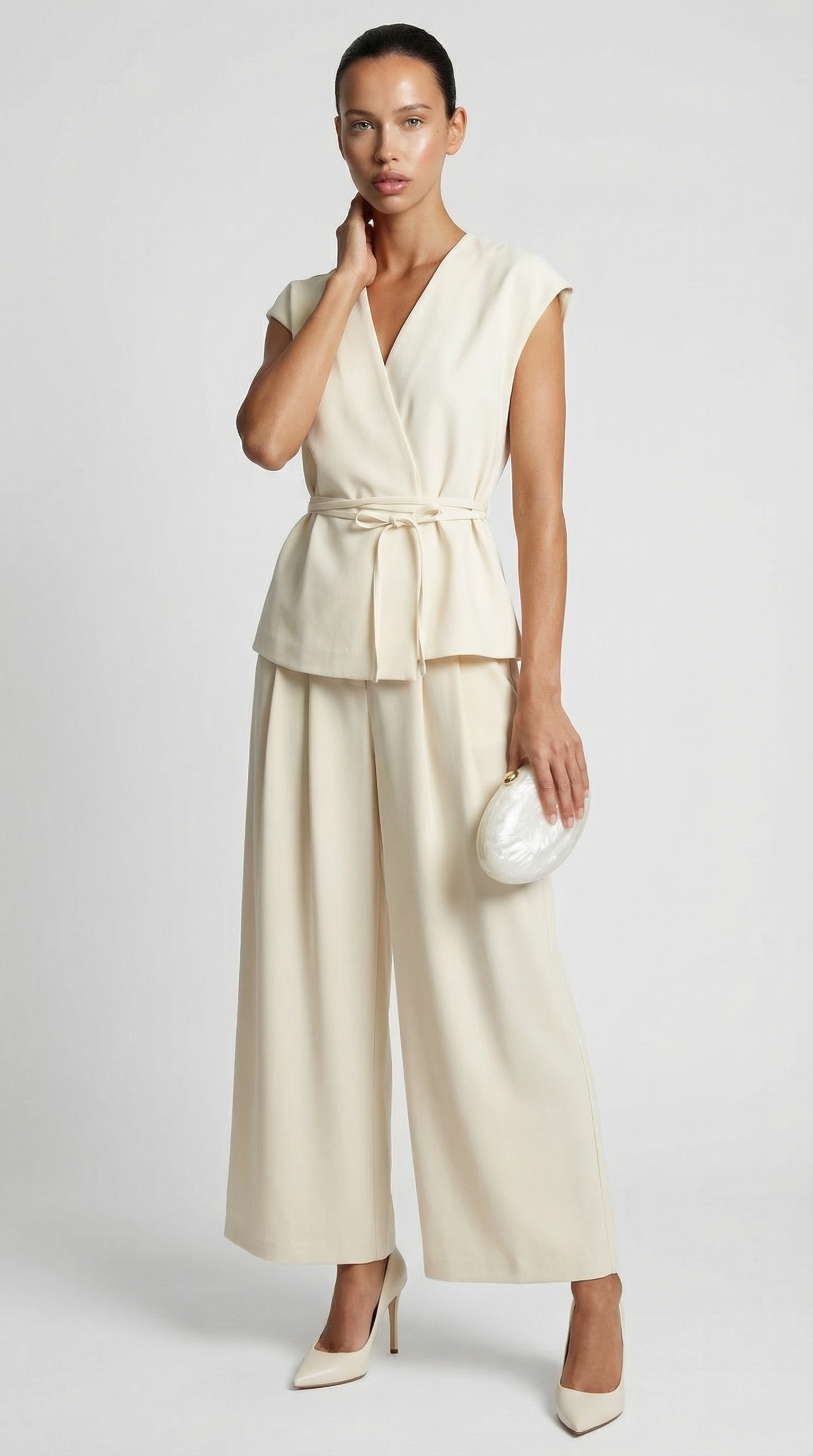 Epure - Wide-Leg Tailored Trousers Ivory