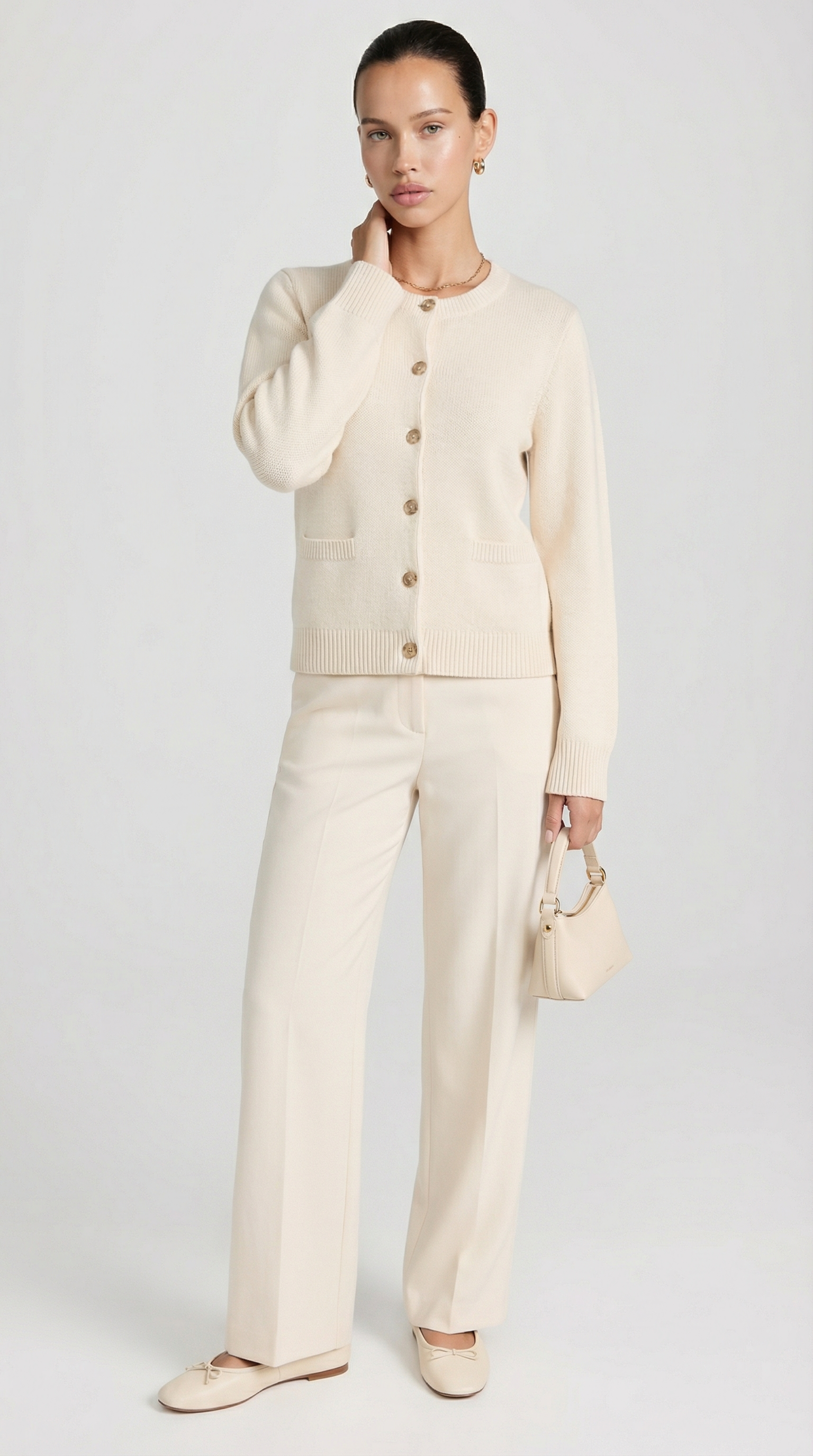 Kaya - Minimalist Soft-Knit Cardigan Ivory