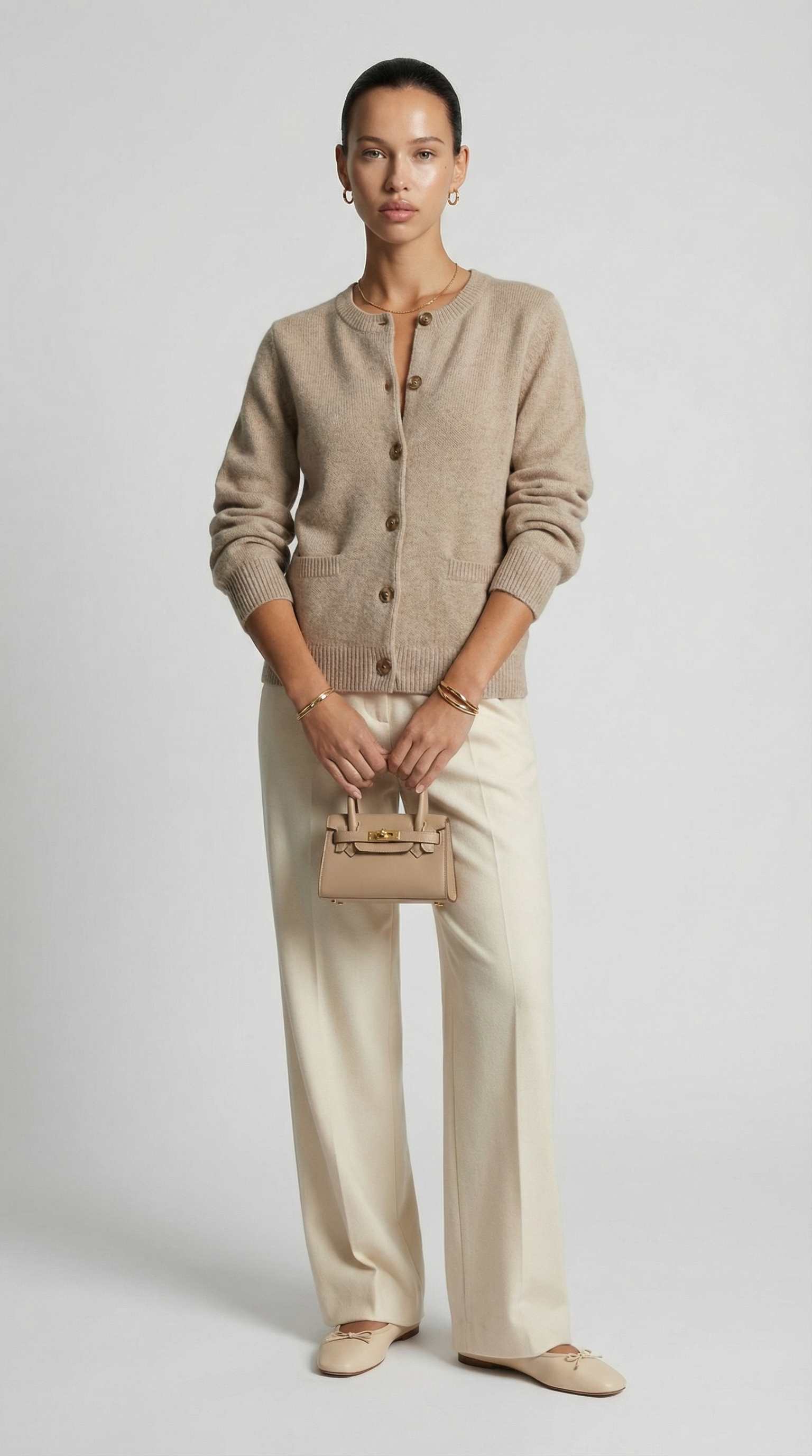 Kaya - Minimalist Soft-Knit Cardigan Beige