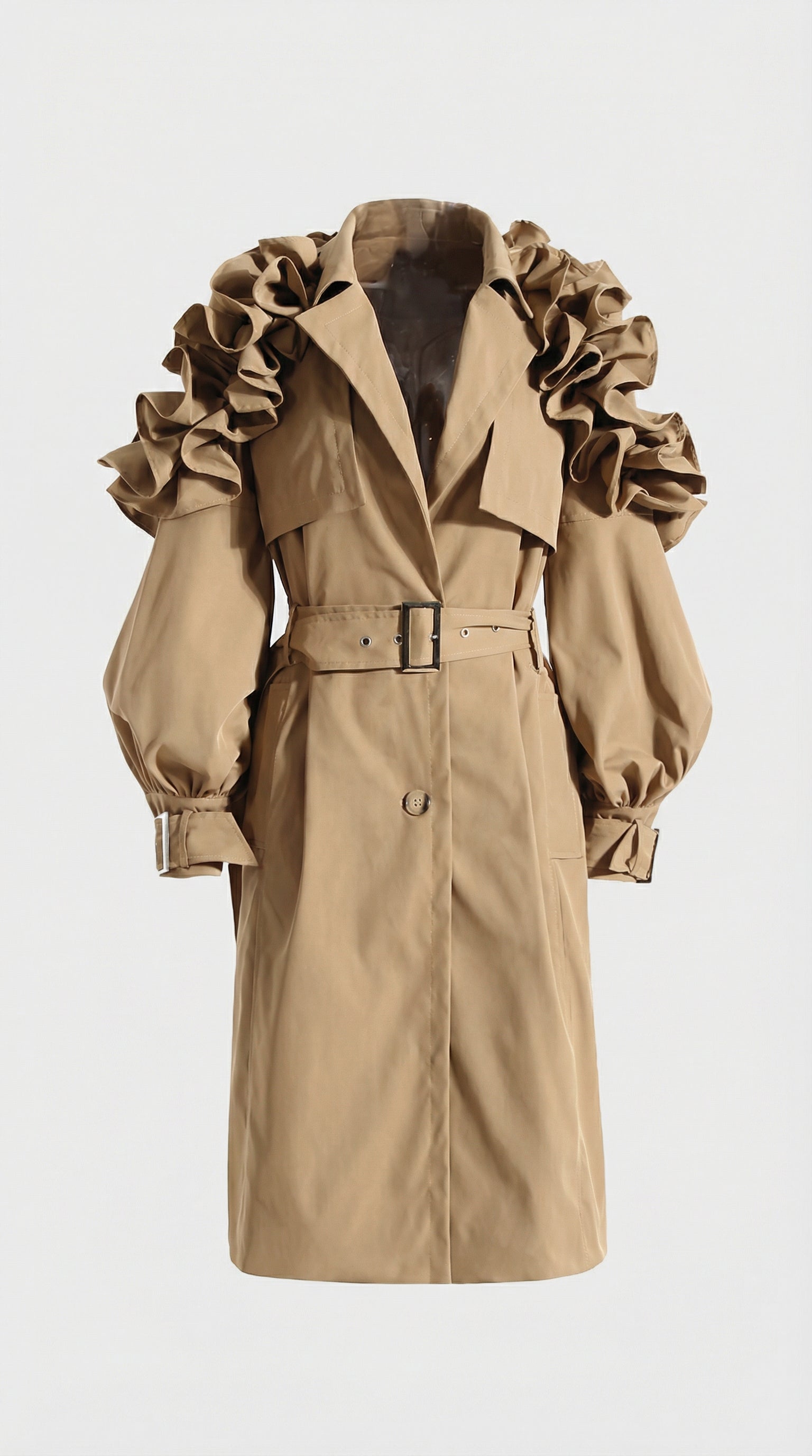 Lume - Luxury Runway Long Trench Beige