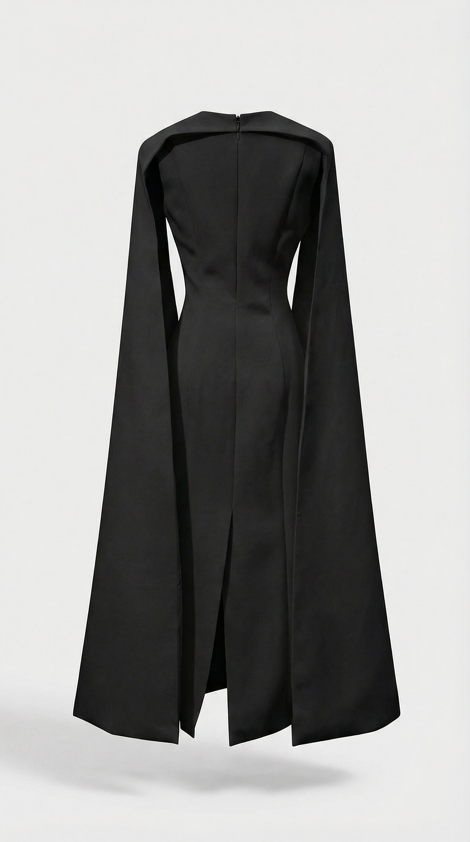 Ama - Minimalist Spliced Shawl Gown Black