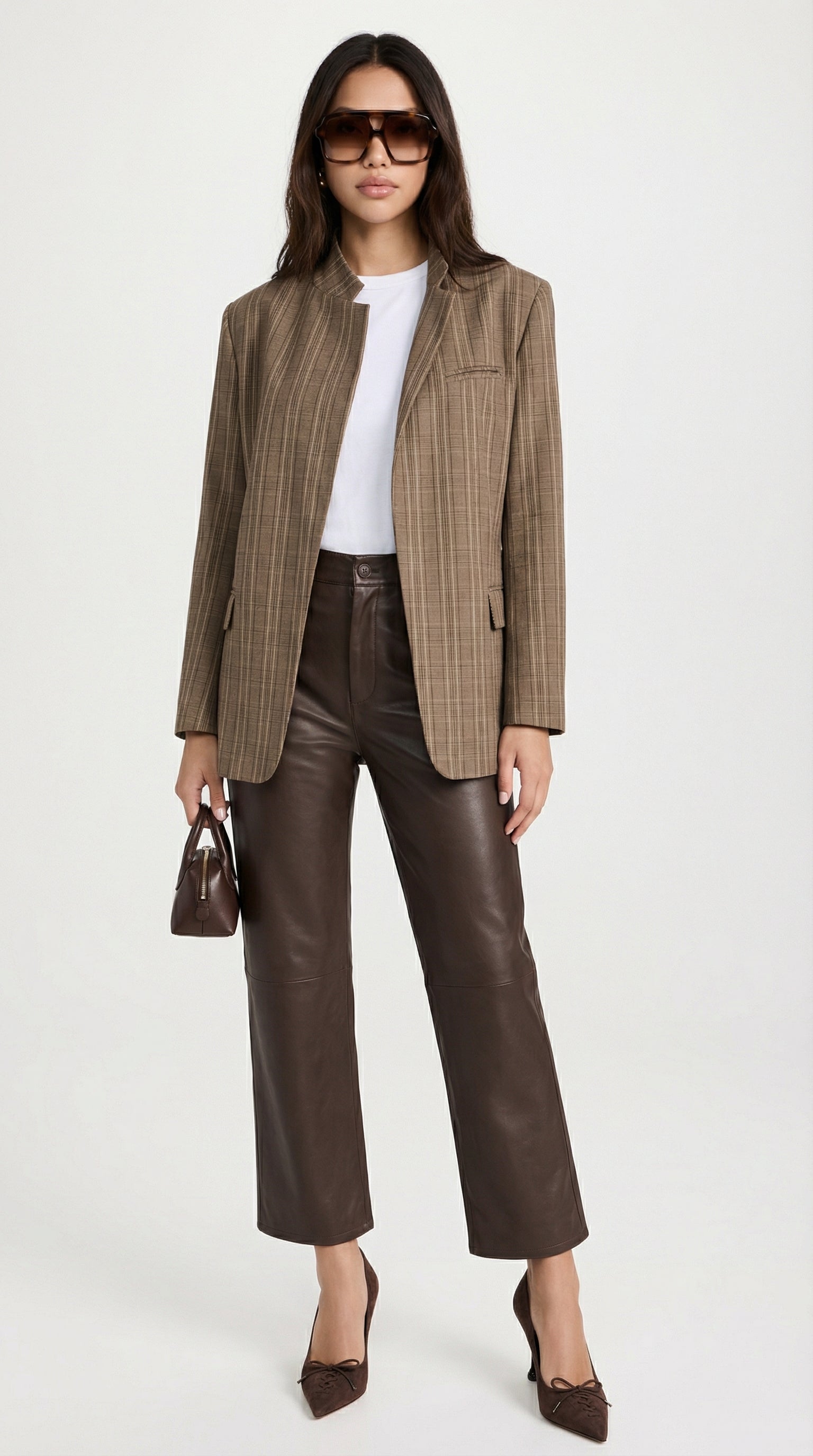 Helena - Vintage Plaid Stand-Neck Blazer