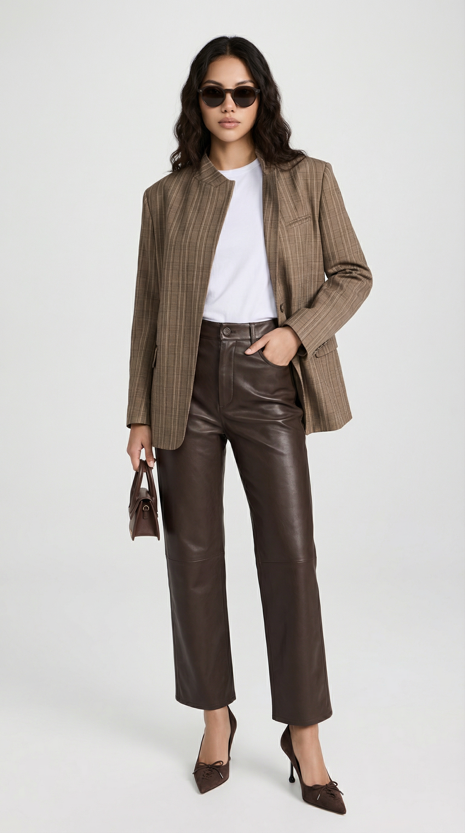 Helena - Vintage Plaid Stand-Neck Blazer