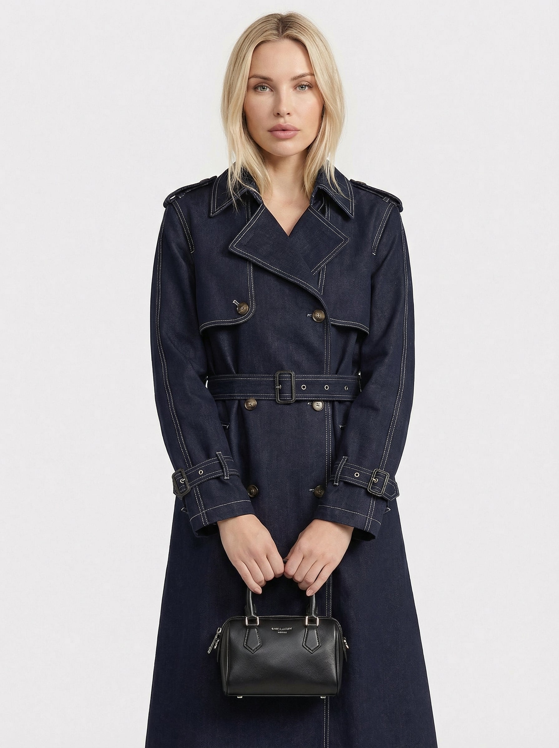 Aira - British Style Denim Trench Coat